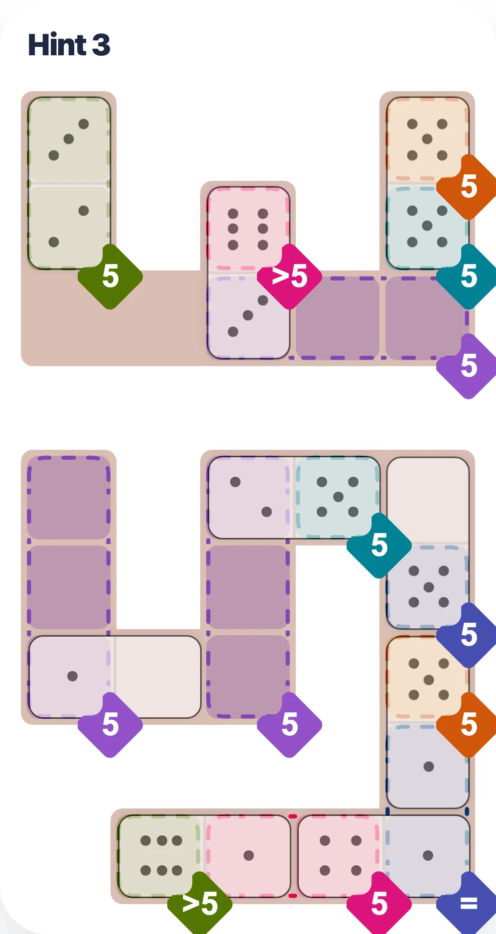 Add 3 more dominoes to the visible chain board hint